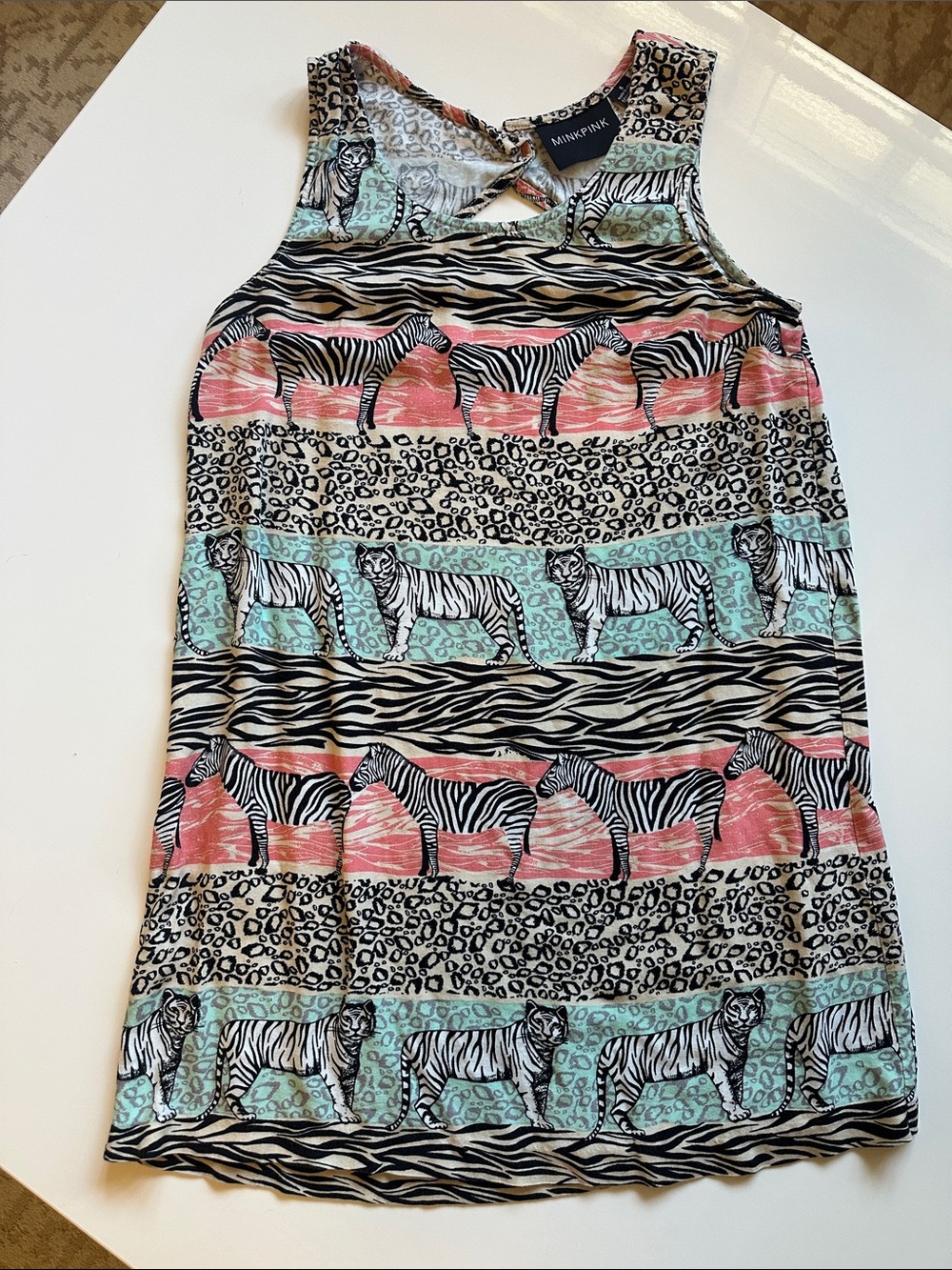 MINKPINK Tiger, Zebra, and Leopard Print Mini Dress in Coral, Aqua, Black